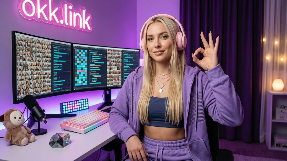 young woman making an OK gesture at a neon battlestation demonstrating the BMP to PNG image converter tool