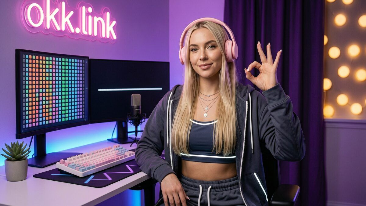 A young woman makes an OK hand gesture at a neon-lit workspace for the CSS minifier tool