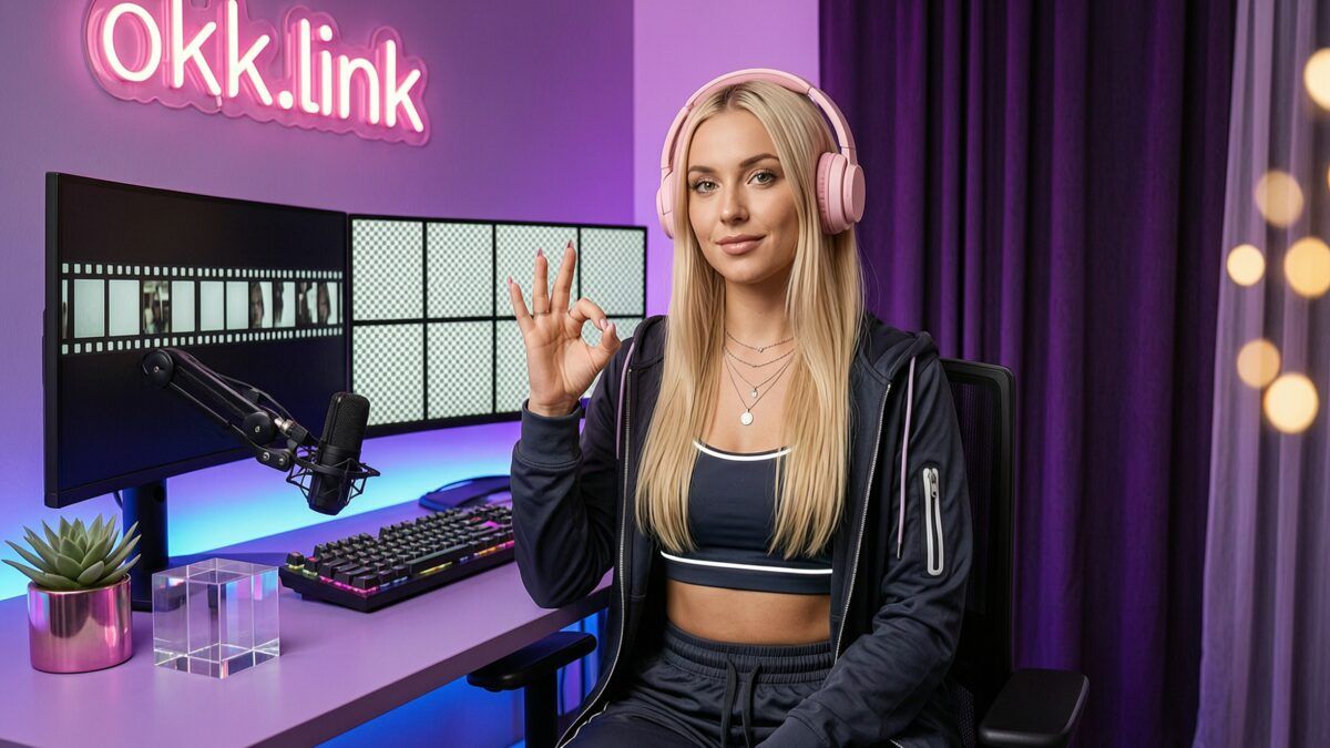 young woman making an OK gesture at a neon battlestation demonstrating the GIF to PNG converter tool