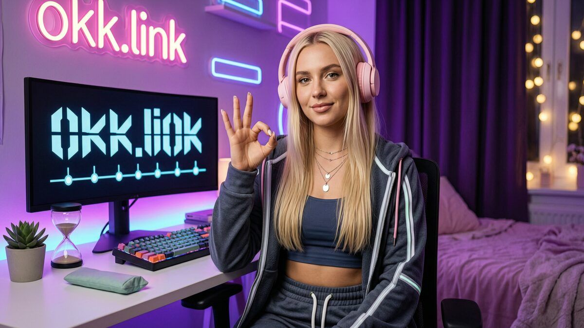 young woman making an OK gesture at a neon desk for the Unix timestamp to date tool